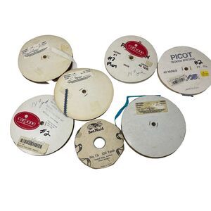 Lot Of Vintage Ribbon Spools Of Picot Edge Ribbon‎ Carbone 3/16" Jade Eggshell +